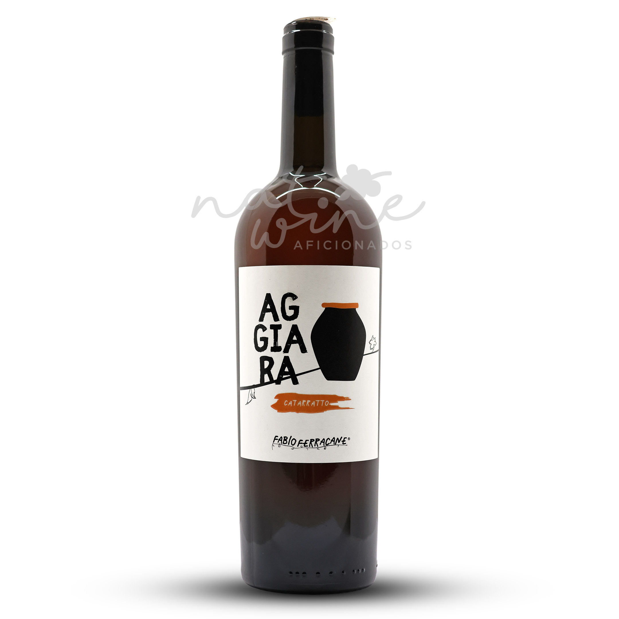 Garrafa de Aggiara 2022, vinho laranja de Fabio Ferracane, Marsala, Sicília